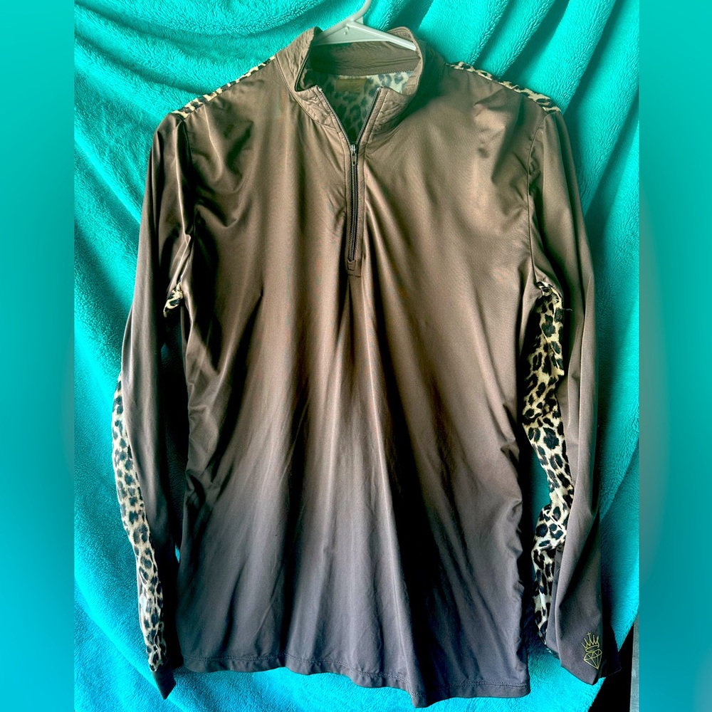 Kastel riding Brown w/ Leopard Print accidents Long Sleeve Top